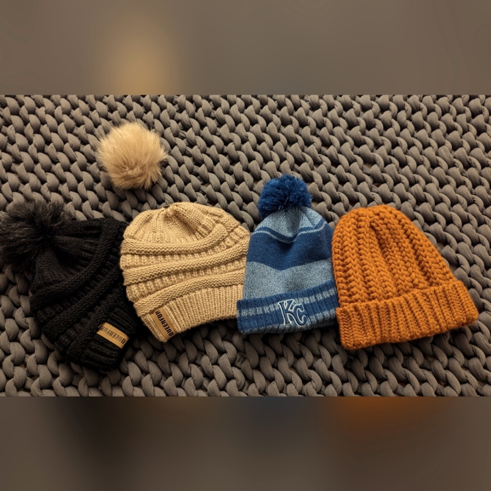 Cozy Knit Beanies - Black, Dusty Pink, Blue, Rust Orange